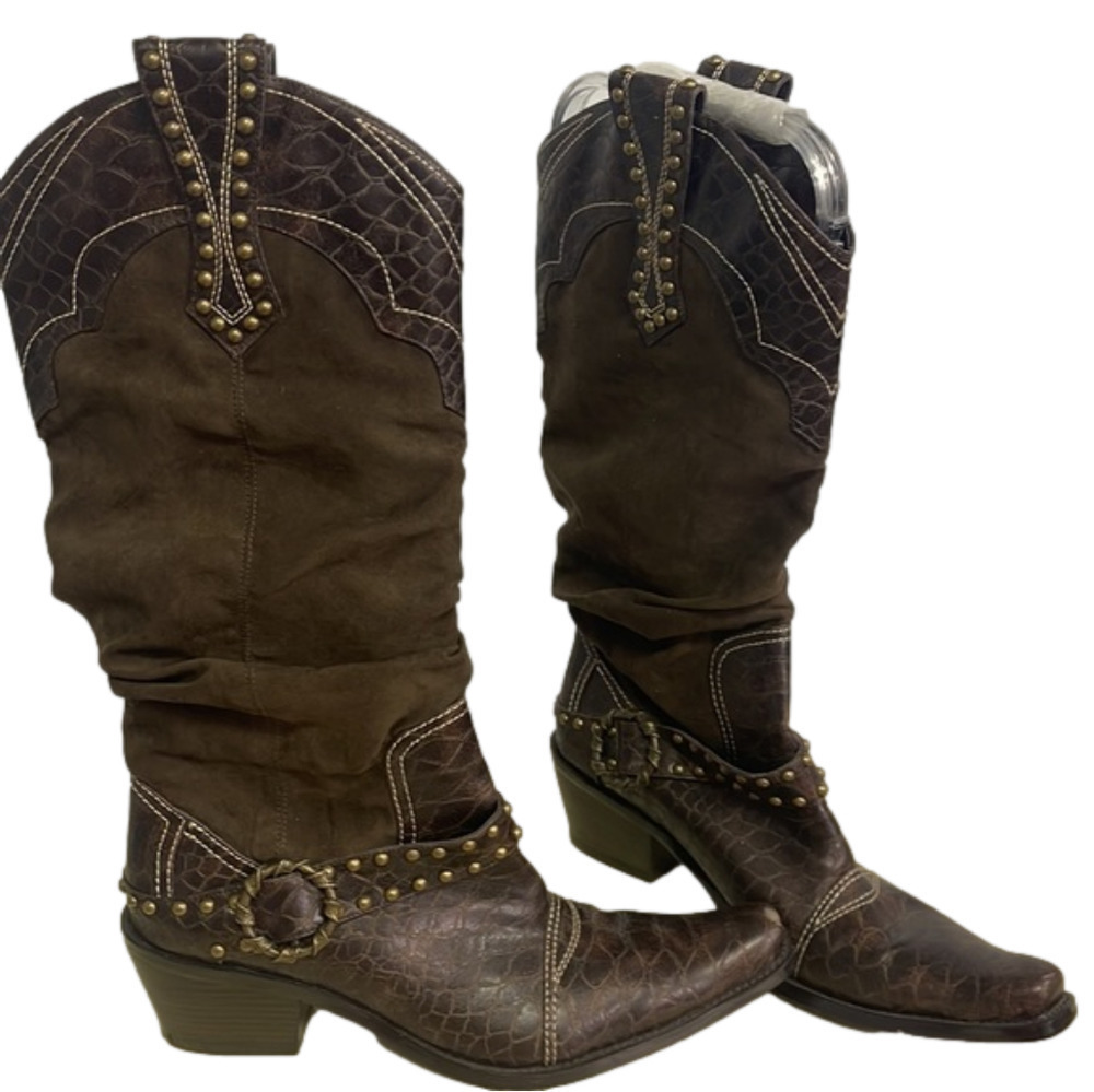 J Renee Montana Women’s Brown Slouch Boots Size 61/2 - Picture 2 of 8